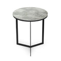 Round Accent Side Table Natural Black Marble Metal