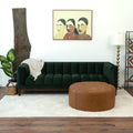 Seletar Tan Leather Ottoman Light Tan Genuine Leather Solid Brown Cocktail Tufted Genuine Leather