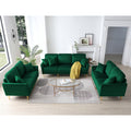 Sofa Sets For Living Room 3 Piece Mid Century Modern Sectional Couch Set, 2 Upholstered Loveseat Sofas And One 3 Seat Sofa 3, Green Velvet Green Foam Velvet 7 Seat
