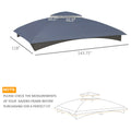 Outsunny 10' X 12' Gazebo Canopy Replacement, 2 Tier Outdoor Gazebo Cover Top Roof With Drainage Holes, Top Only , Dark Blue Blue Polyester