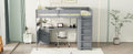 Full Size Wooden Loft Bed With Wardrobe, Desk, Drawers, Shelves, Gray Full Gray Plywood