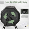 Outsunny Tumbling Compost Bin Outdoor 360 Dual Rotating Composter 43 Gallon, Black Black Plastic