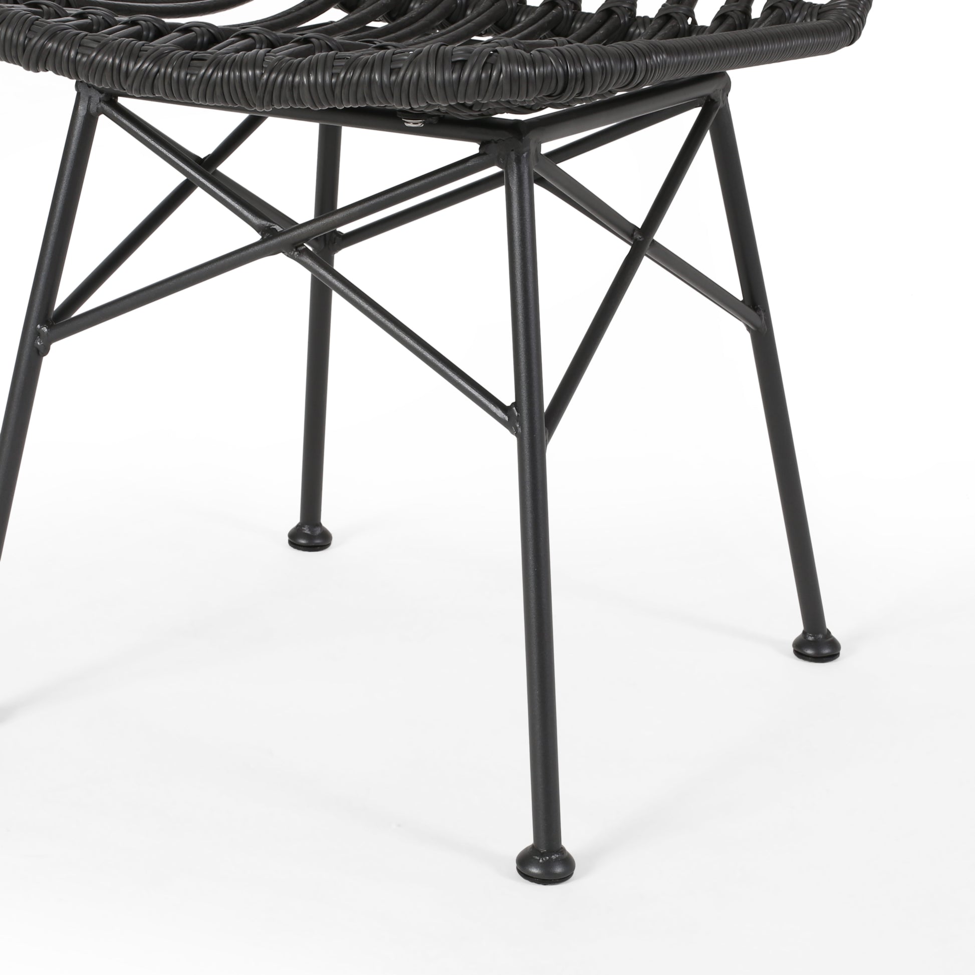 Sawtelle Chair Grey Rattan Metal