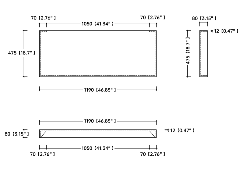 47 "Solid Surface Layer Frame, Can Be Used With Table Basin White Classic,Luxury,Modern Solid Surface Solid Surface
