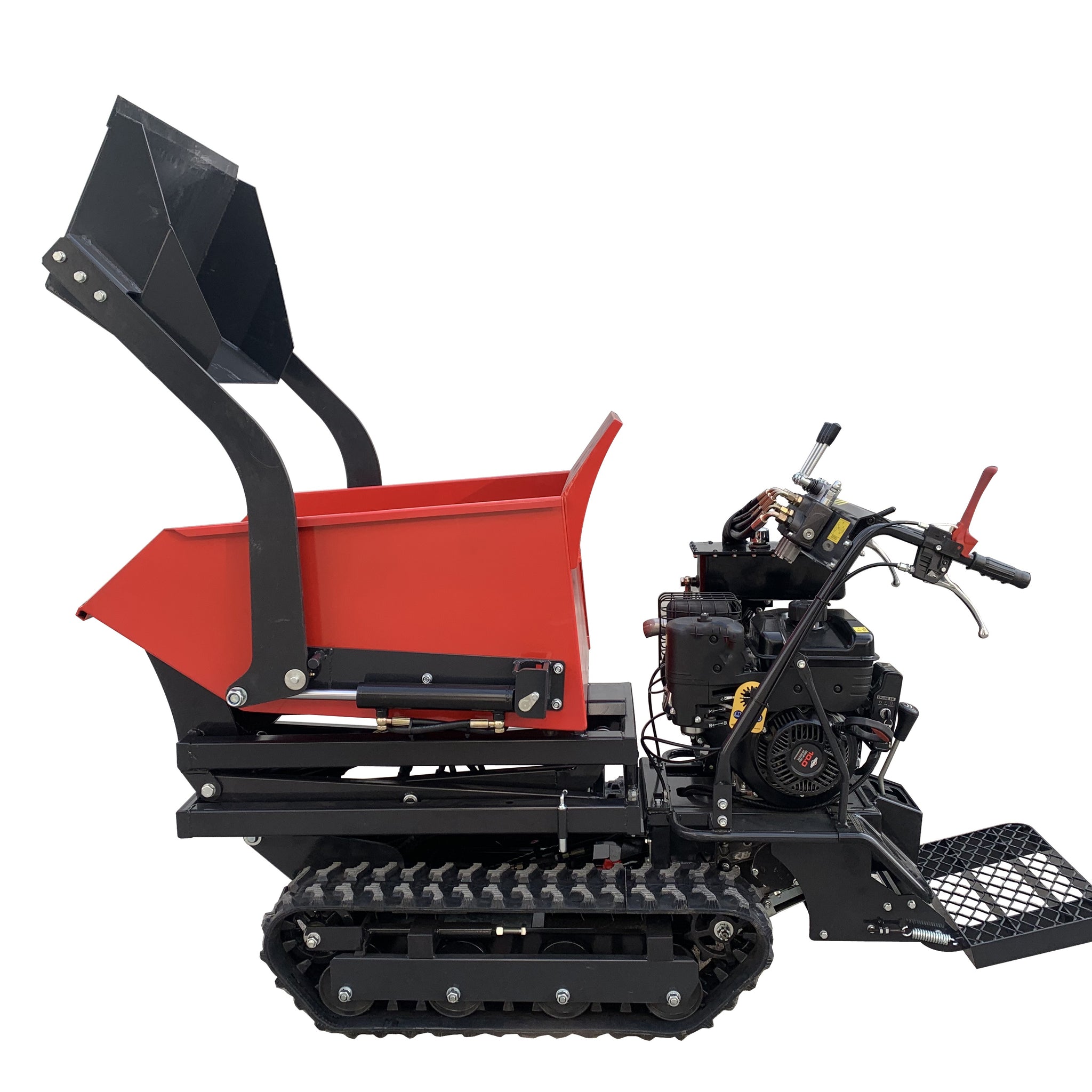 All Terrain Mini Dumper Dump Truck Crawler Small Rubber Crawler Transport Truck Mini Tracked Dumper Black Red Iron