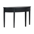 Distinctive Features Of Pine Veneer Console Table With Vertical Stripe Drawer Fronts And Four Legs Black Primary Living Space Minimalist Mdf