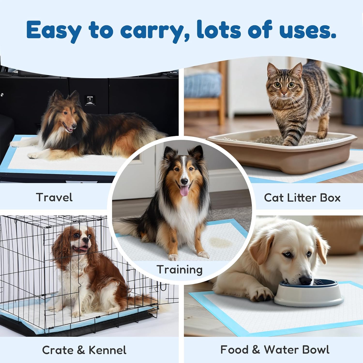 Super Absorbent Waterproof Dog And Puppy Pet Training Pad, Housebreaking Pet Pad,Blue 23.6"X23.6" 100Pcs Blue Plastic