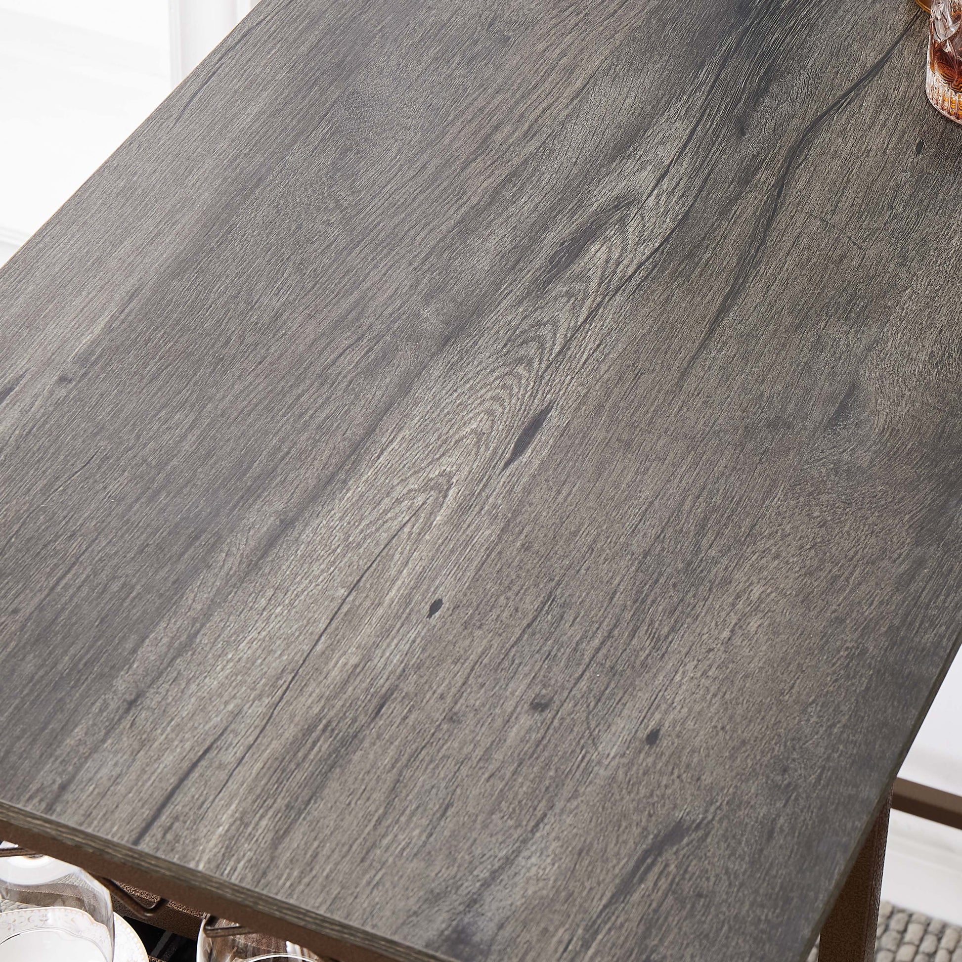 3 Piece Bar Steels Kitchen Dining Room Table Set Retro Brown Bar Chair For Dining Room Antique Brown Seats 2 Brown Dining Room American Design,American Traditional,Antique Rectangular Metal & Wood Dining Table With Chair Metal & Wood