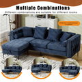 Arrived L Shaped Sectional Sofaconvertible Storage Ottoman,Chenille ,Square Arm, Modern Tufted Couch ,3 Seater, And Nailhead,Blue Blue Polyester Wood Primary Living Space Medium Soft Tufted Back Modern Square Arms Metal & Wood 4 Seat