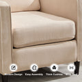 Mid Century Accent Chair ,Modern Linen Fabric Armchair For Living Room,Double Side Pockets, Comfortable And Padded Reading Feature Sofa Chair, Suitable For Bedrooms, Living Rooms, And Offices,Beige Beige Linen