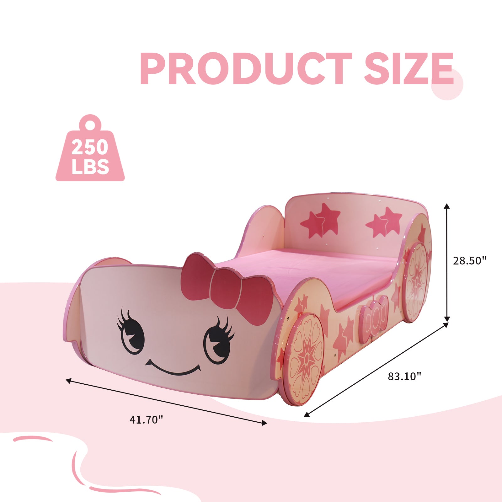 Little Star Cartoon Car Bed Twin Pink Mdf