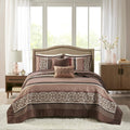 5 Piece Jacquard Quilt Set With Throw Pillows Red Full Queen Full Red Cotton