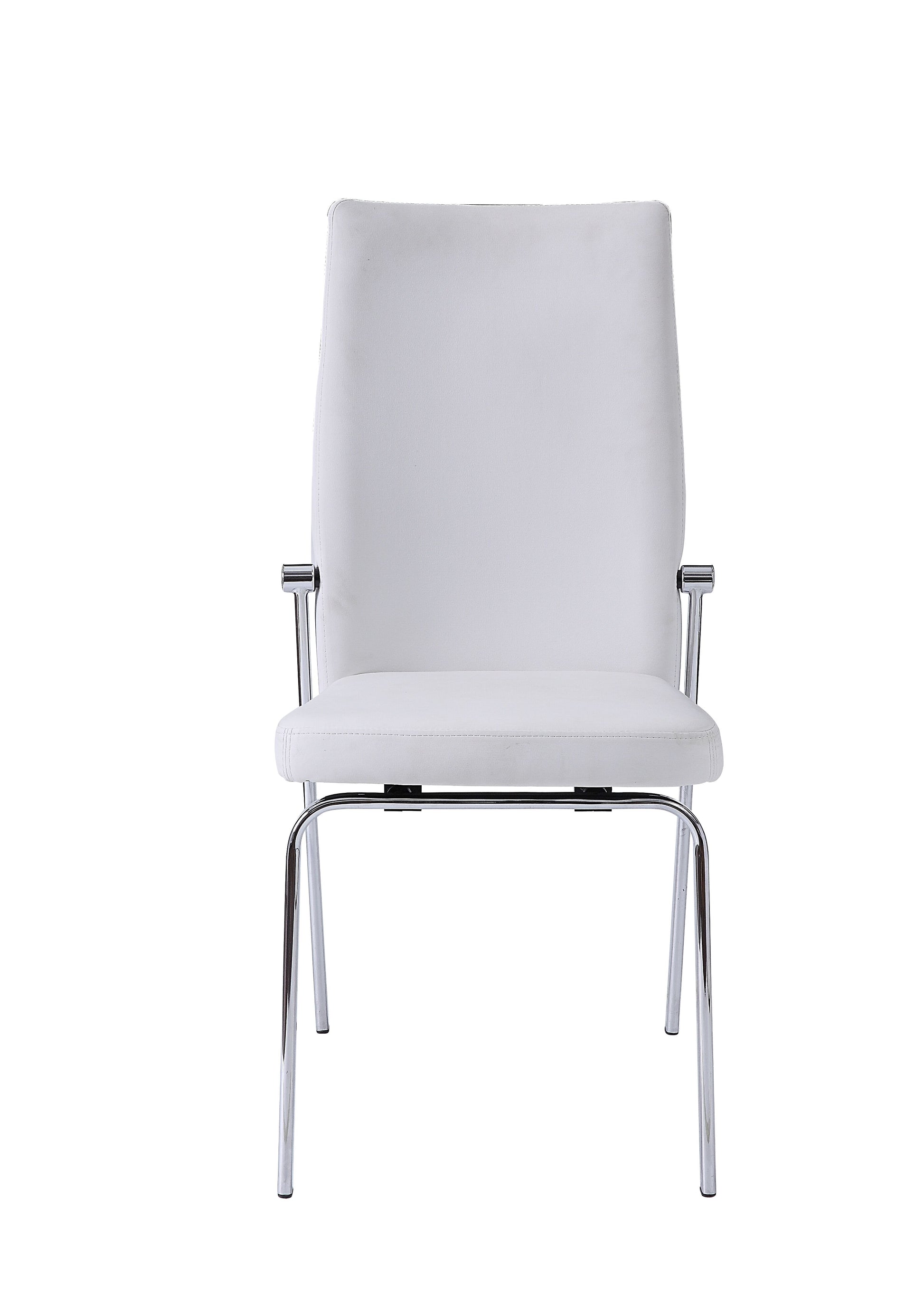 White And Chrome Padded Side Chair Set Of 2 Solid White Silver Dining Room Modern Side Chair Solid Back Set Of 2 Wood Fabric