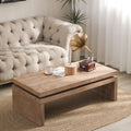 Natural Wood Living Room Table Versatile Coffee Table 2 Tiered Wood Tabletop Table 47.6