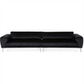 Luxurious Black Velvet 4 Seater Sofa With Ultra Soft Cushions, Metal Silver Legs Decor With Exquisite Craftsman, And Timeless Elegance, Perfect For Elevating Modern And Sophisticated Living Spaces Black Velvet Wood Primary Living Space Pillow Back Soft