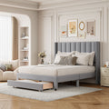 Full Size Storage Bed Velvet Upholstered Platform Bed With A Big Drawer Gray Old Sku:Wf296850Aae Full Gray Velvet