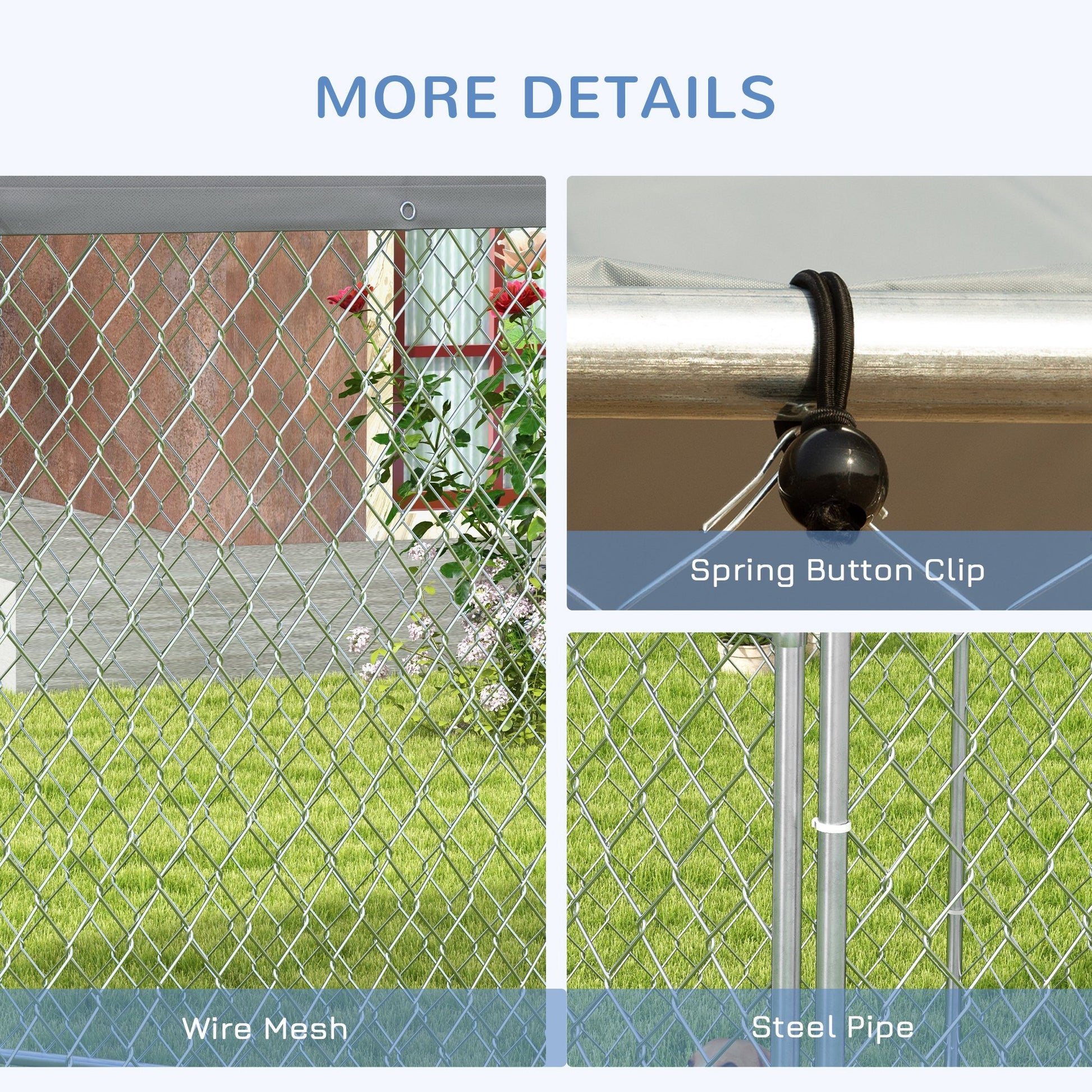 Pawhut 6.9' X 6.1' X 4.9' Dog Kennel Outdoor Dog Run With Waterproof, Uv Resistant Roof, Lockable Door, For Medium And Large Sized Dogs, Silver Silver Steel