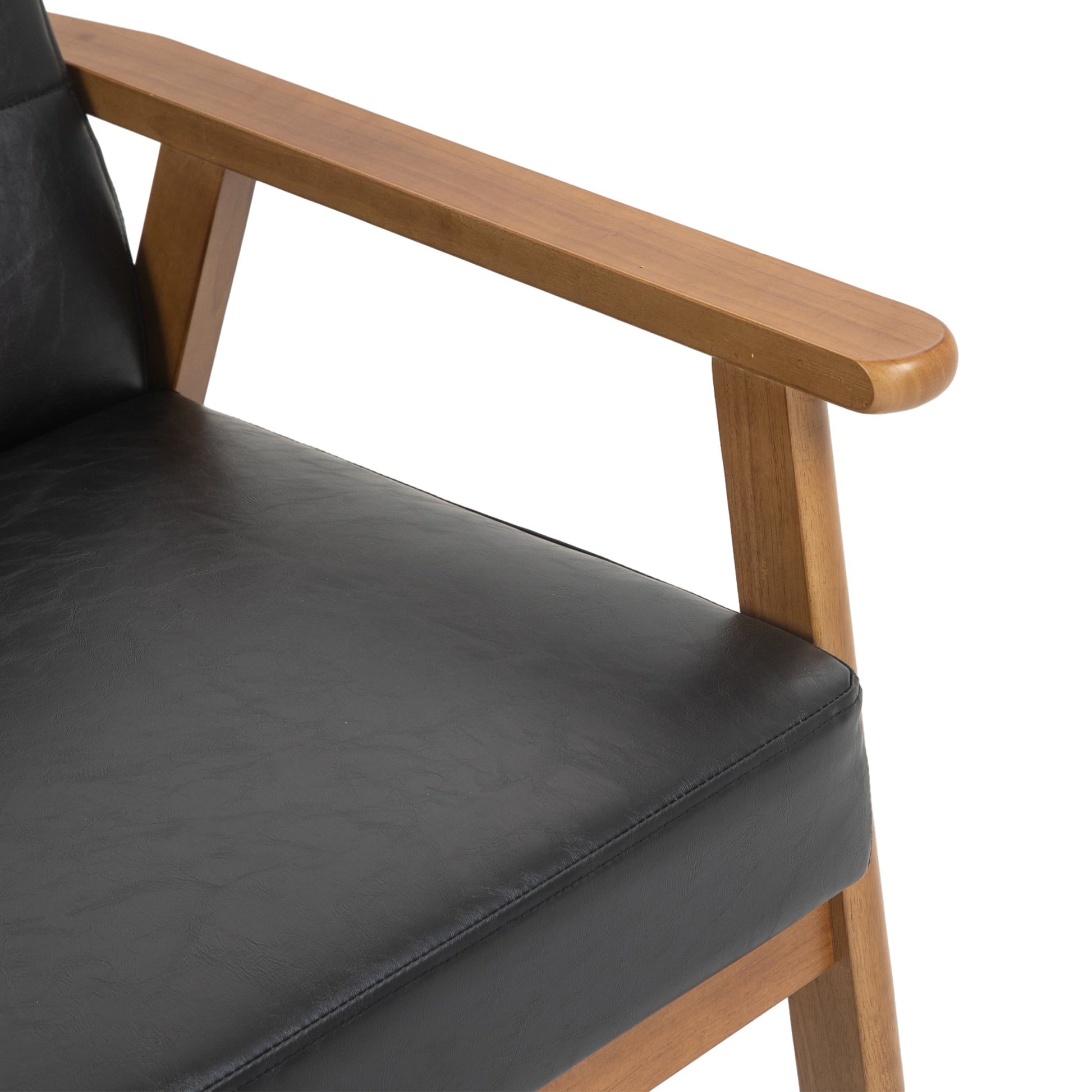 Coolmore Mid Century Modern Solid Loveseat Sofa Upholstered Pu Leather Loveseat, 2 Seat Upholstered Loveseat Sofa Modern Couch Black Pu Pu Leather 2 Seat