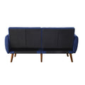 Blue And Walnut Upholstered Adjustable Sofa Blue Linen Wood Primary Living Space Split Back Modern Eucalyptus Foam Linen 2 Seat