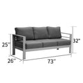 5 Pieces Outdoor All Weather Conversation Set, Sectional Sofa, Aluminum Couch Dark Gray Cushions Grey Aluminium
