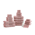 Lyra 18 Piece Ultra Soft Towel Set, Absorbent Textured Cotton Yarn, Pink Pink Cotton