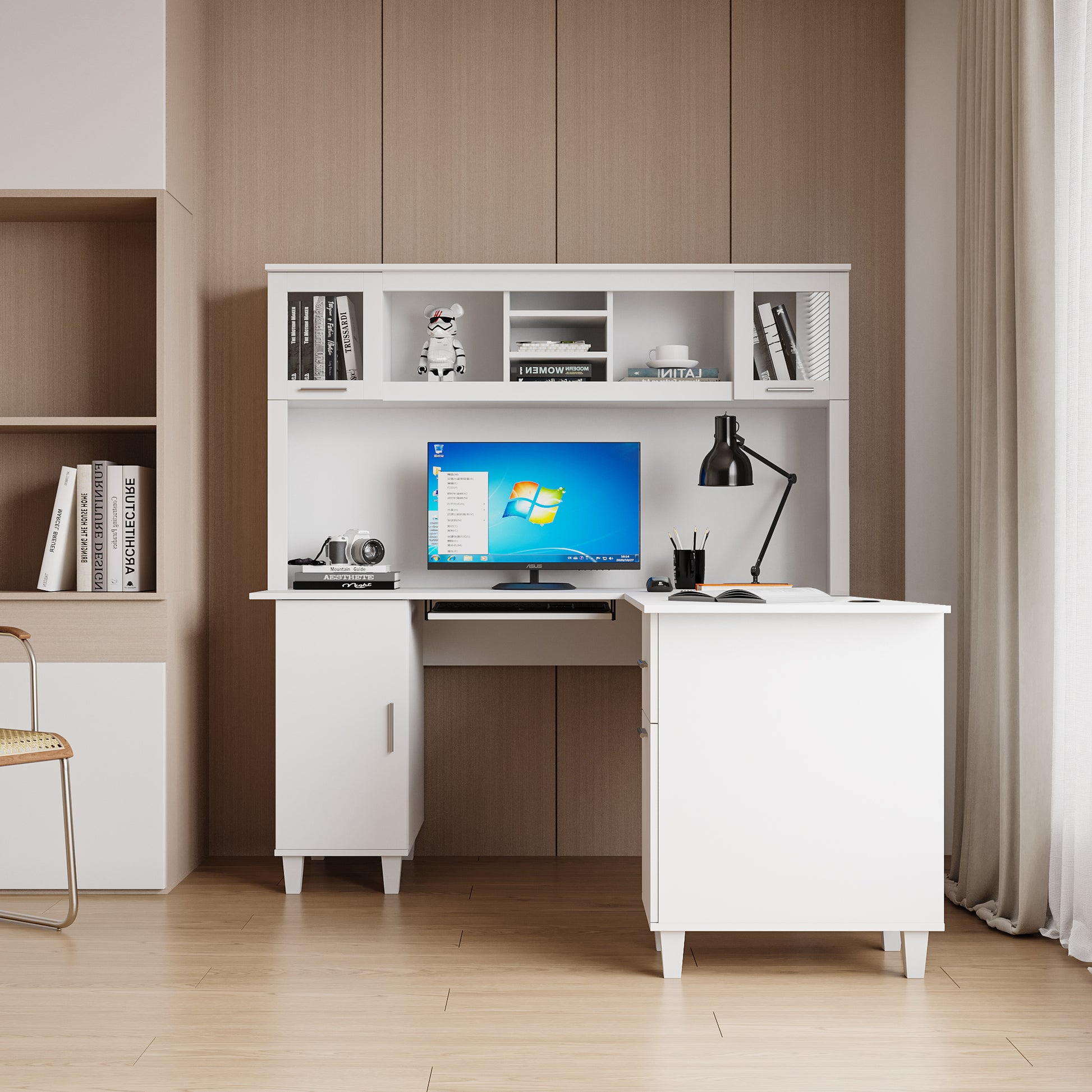 Home Office Computer Desk White Particle Board Mdf