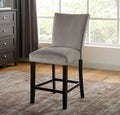 Attractive Set Of 2Pc Counter Height Chairs Dining Room Furniture Gray Flannelette Seat Trim Kitchen Breakfast Black,Light Gray Dining Room Modern,Transitional Dining Chairs Rubberwood Solid Back