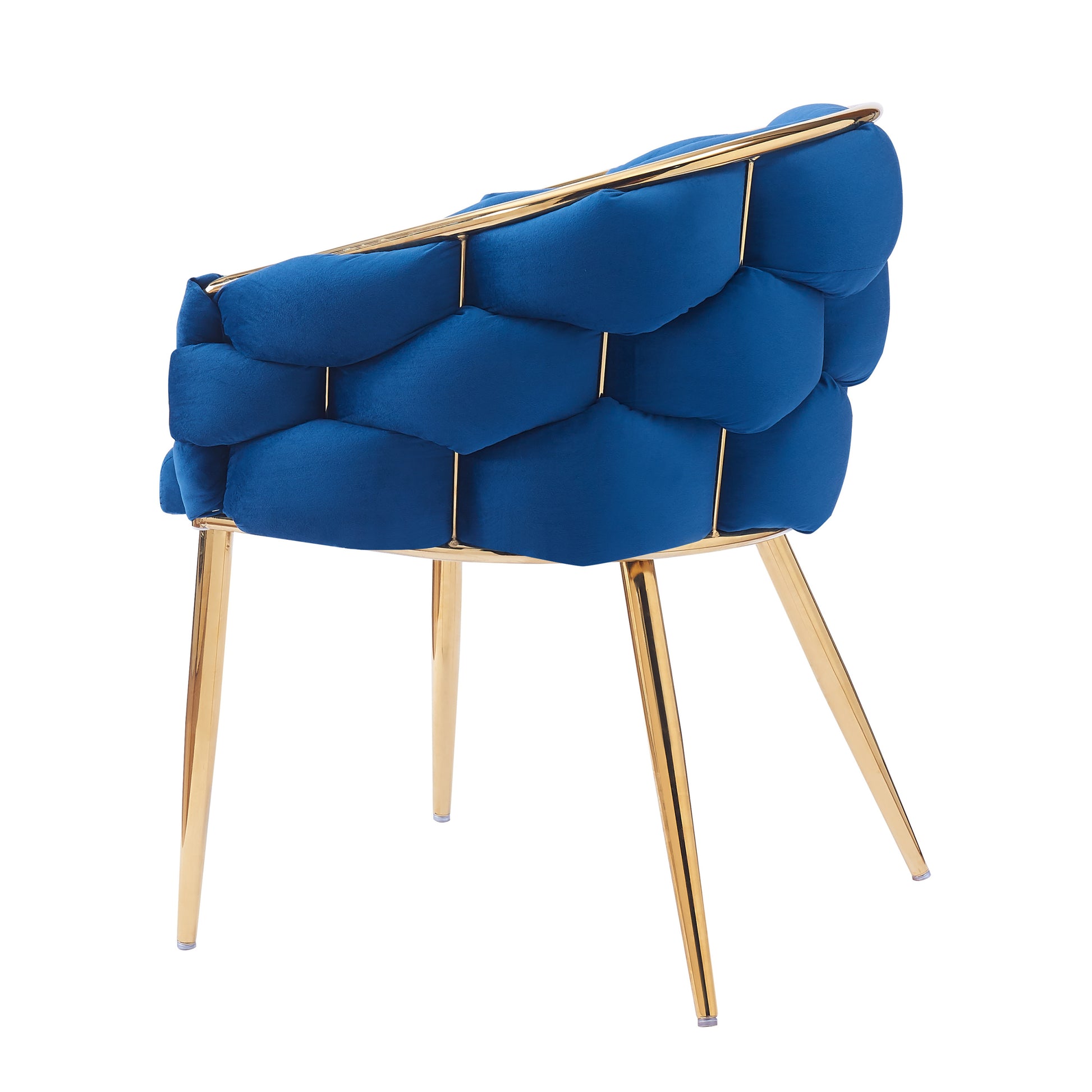 Luxury Handmade Accent Chair With Gold Legs, Modern Velvet Armchair For Living Room And Bedroom Blue Foam Velvet
