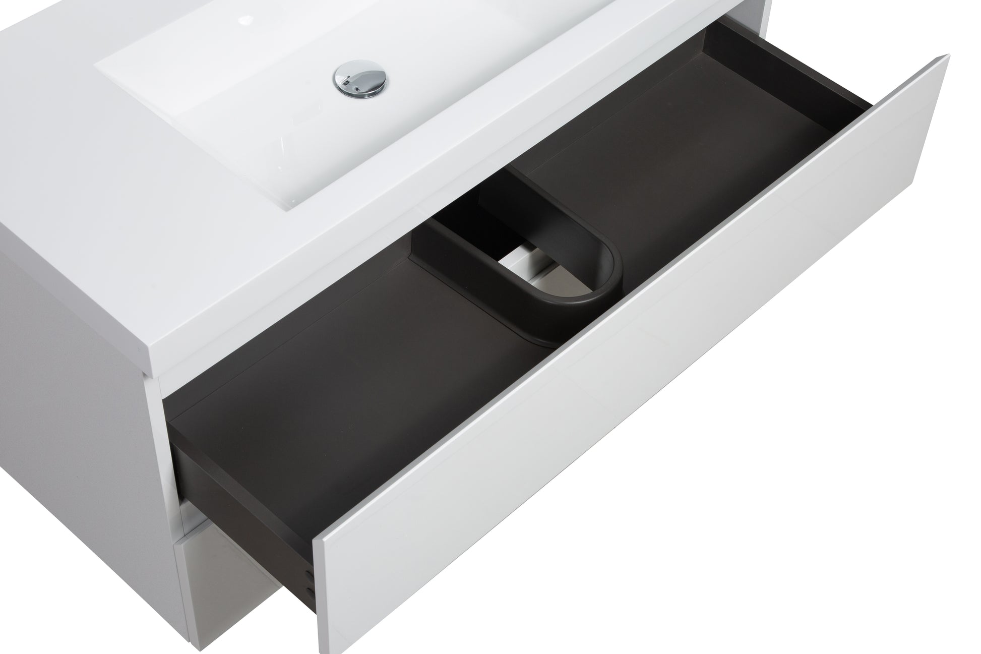 36" Floating Bathroom Vanity With Sink, Modern Wall Mounted Bathroom Storage Vanity Cabinet With Resin Top Basin And Soft Close Drawers, Glossy White 24V11 36Gw 2 Glossy White Bathroom Wall Mounted