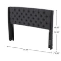 Upholstered Wingback Headboard, Button Tufted Upholstery, Sturdy Structure, King Size, Black Black Fabric