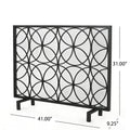 Thayer Single Panel Iron Fireplace Screen Black Primary Living Space American Design,Antique,Classic Iron