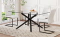 Table And Chair Set.Modern Rectangular Glass Dining Table With 0.39