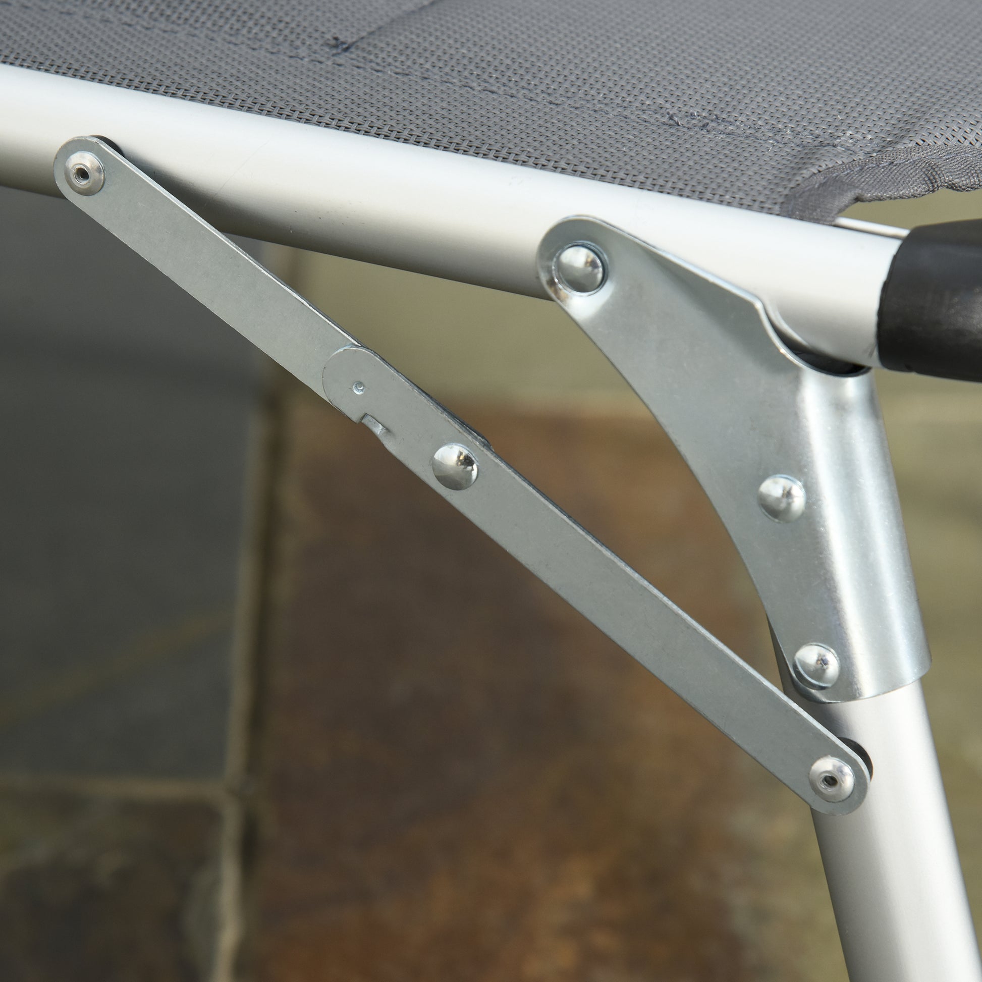 Outsunny Foldable Outdoor Chaise Lounge Chair, 5 Level Reclining Camping Tanning Chair With Aluminum Frame, Padding, And Headrest For Beach, Yard, Patio, Pool, Gray Gray Aluminium