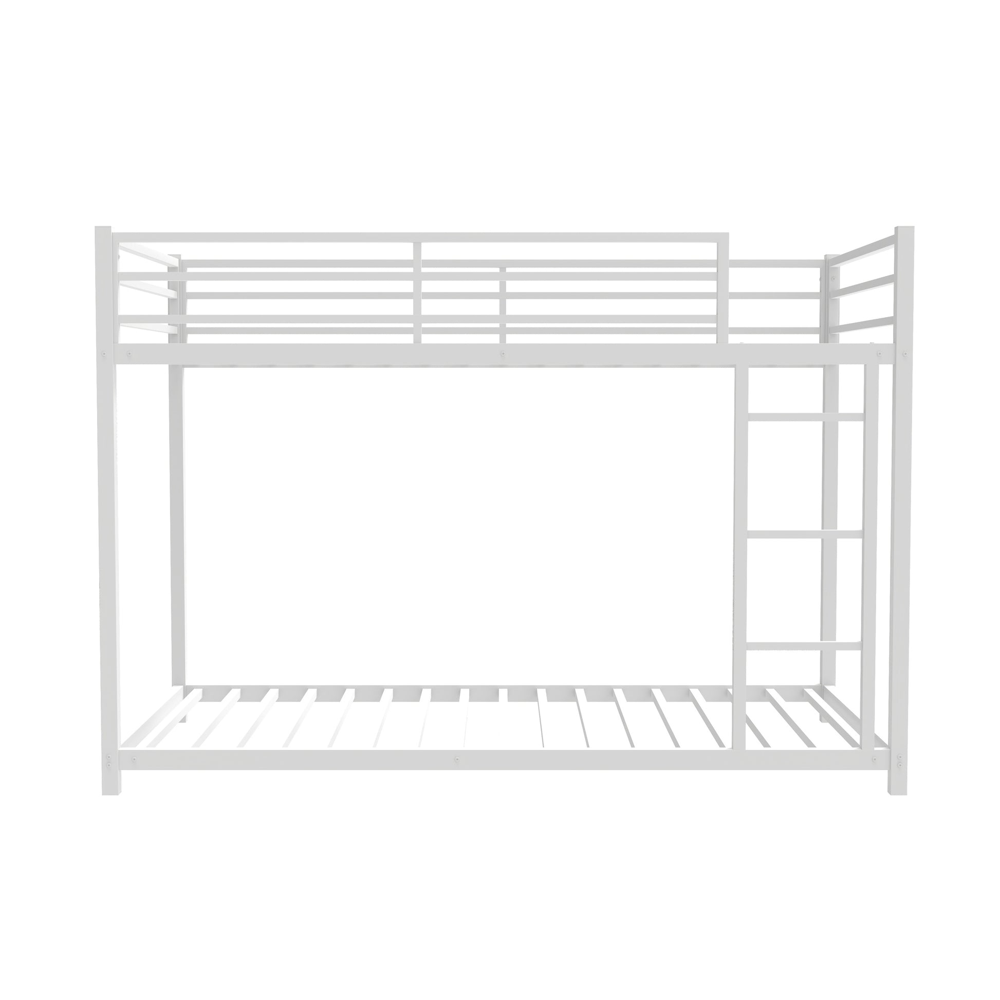 Metal Twin Over Twin Bunk Bed Heavy Duty Sturdy Metal Noise Reduced Safety Guardrail No Box Spring Needed,White Twin White Metal Metal