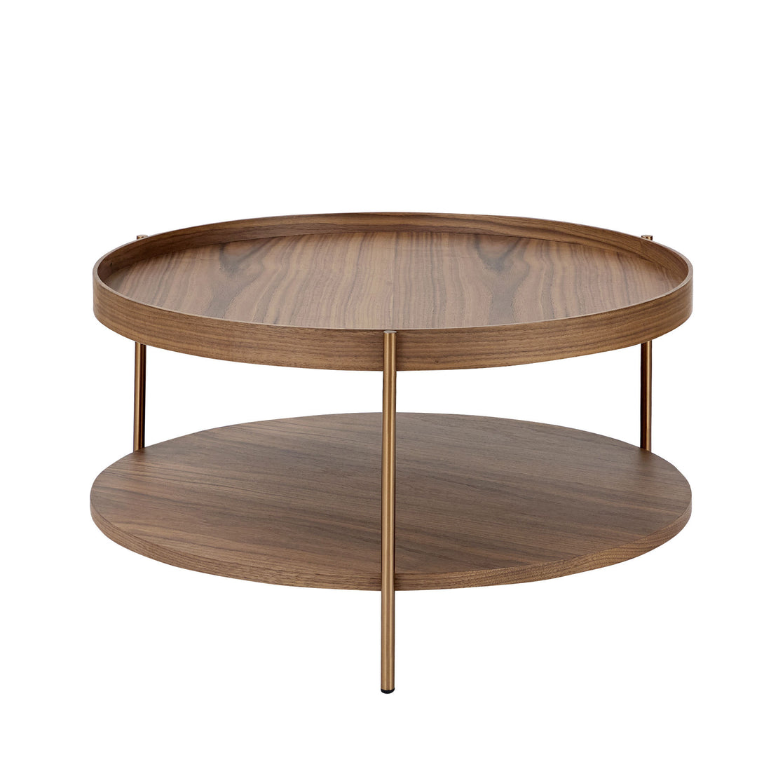2 Piece Modern 2 Tier Round Coffee Table Set For Living Room,Easy Assembly Nesting Coffee Tables, End Side Tables For Bedroom Office Balcony Yard,Walnut Mdf Walnut Mdf Metal