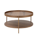 2 Piece Modern 2 Tier Round Coffee Table Set For Living Room,Easy Assembly Nesting Coffee Tables, End Side Tables For Bedroom Office Balcony Yard,Walnut Mdf Walnut Mdf Metal