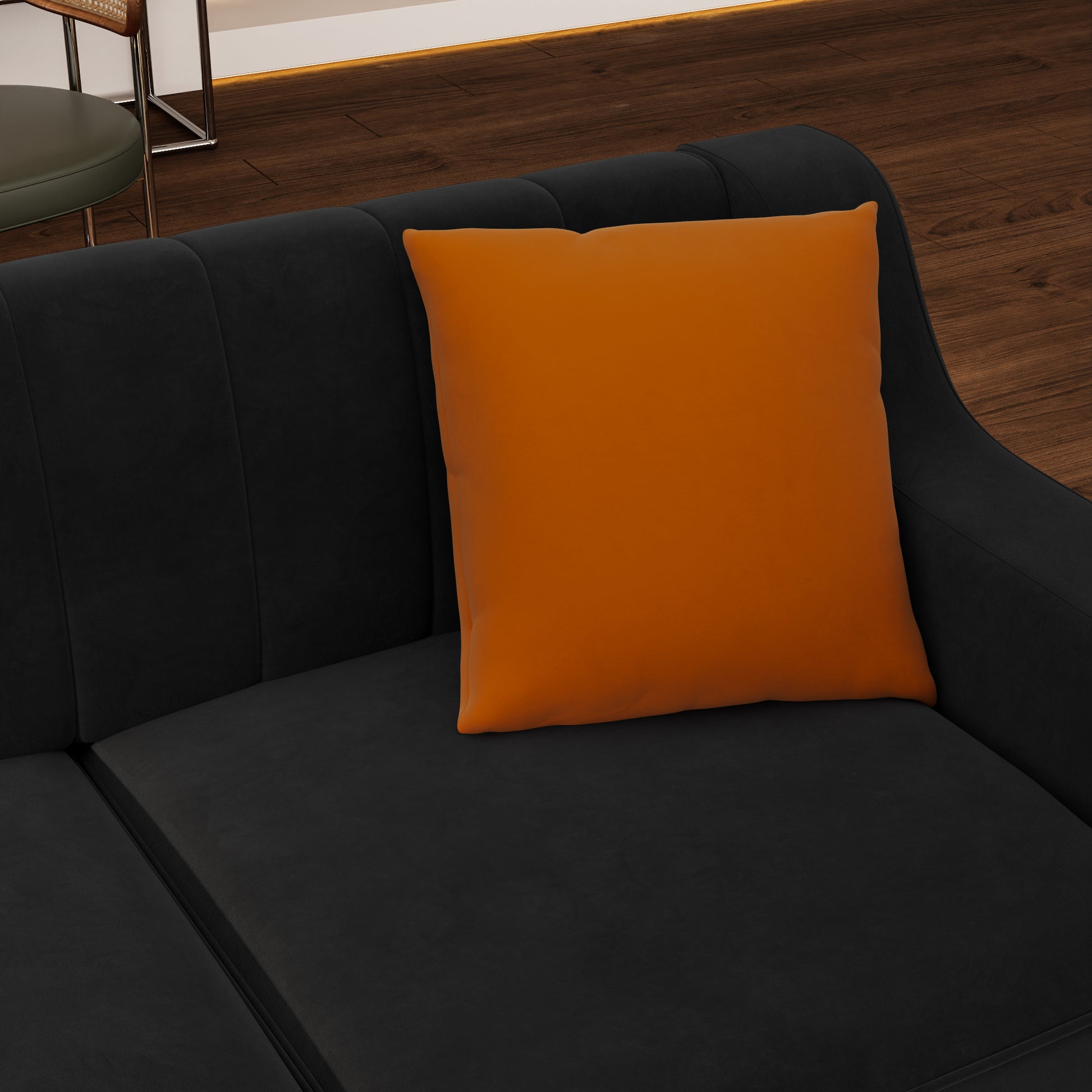 Fx P85 3S Bk 3 Seats Sofa Black Velvet 3 Seat