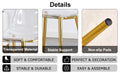 Table And Chair Set.Modern Rectangular Glass Dining Table With Tempered Glass Countertop And Golden Metal Legs, Paired With Multiple Transparent High Quality Pet Dining Chairs With Golden Legs. Gold Seats 8 Tempered Glass