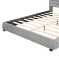Queen Size Velvet Upholstered Platform Bed,Solid Frame And Stylish Curve Shaped Design, Gray Queen Gray Velvet
