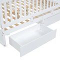 Full Size Wood Daybed With Fence Guardrails And 2 Drawers, Split Into Independent Floor Bed & Daybed, White Old Sku :Lp000882Aak Full White Solid Wood Mdf