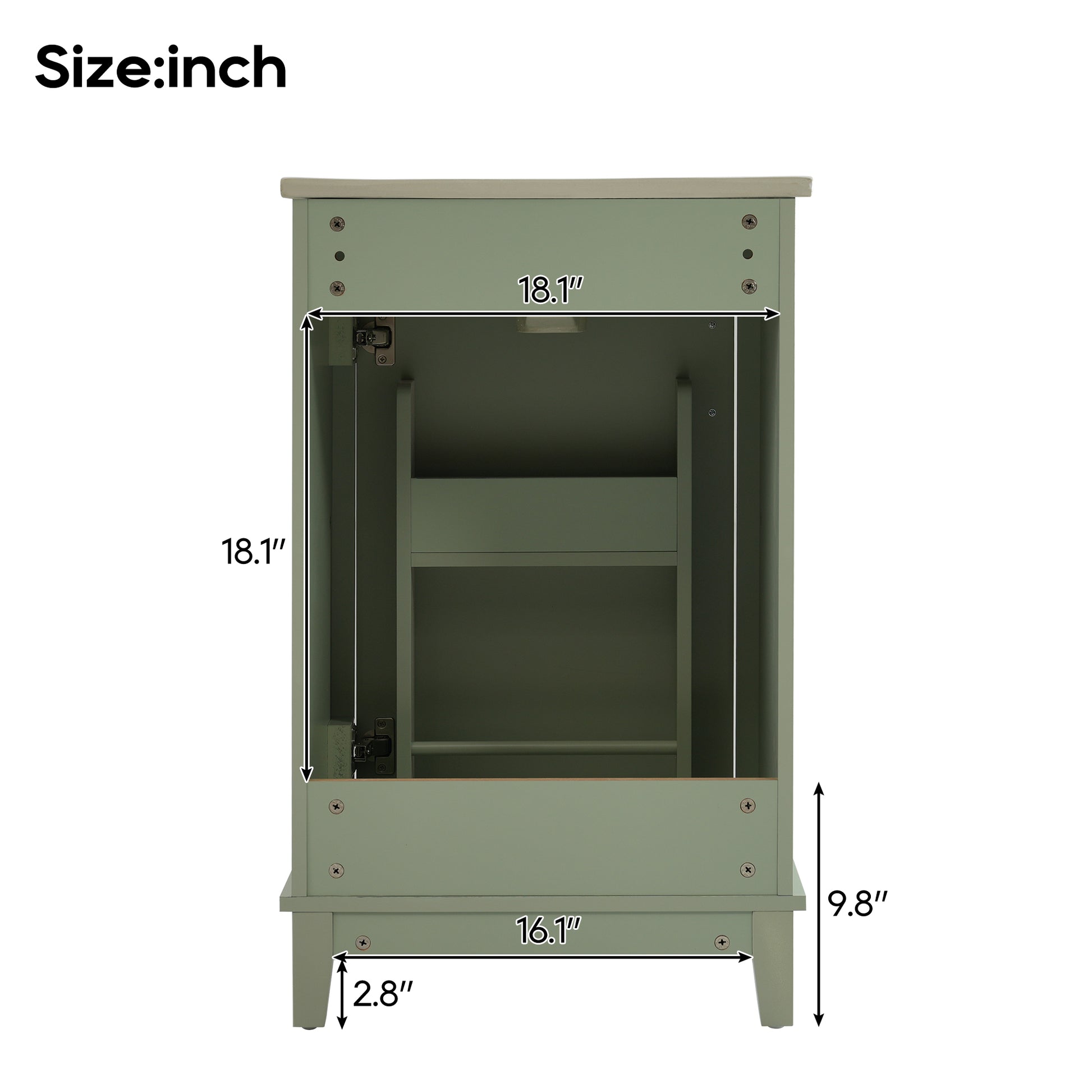 Viedo 20 Inch Modern Small Bathroom Vanity Cabinet With Ceramic Basin 20*15.5*33.3 Inches,Ample Storage,1 Soft Close Door Green Bathroom Solid Wood Mdf