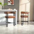 Coolmore Bar Stools Set Of 2, Modern Bar Stool With Back, Black Metal Frames, Upholstered Bar Stools For Kitchen Island, Pub, Club Light Brown Pu Light Brown Dining Room Foam Pu Leather