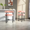 Coolmore Bar Stools Set Of 2, Modern Bar Stool With Back, Black Metal Frames, Upholstered Bar Stools For Kitchen Island, Pub, Club Pink Chenille Pink Dining Room Foam Chenille