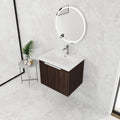 24 Inch Bathroom Cabinet With Resin Sink,Soft Close Doors,Float Mounting Design, For Small Bathroom Silver Brown Stripe Bathroom Modern Plywood Plywood