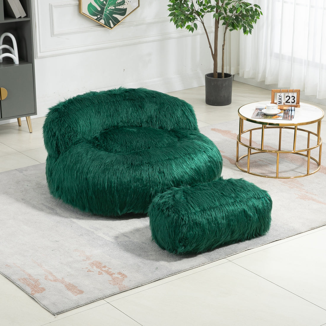 Coolmore Bean Bag Chair, Floor Sofa With Handle,Accent Sofa Chair With Ottoman For Gaming Reading Relaxing Emerald Emerald Foam Plush
