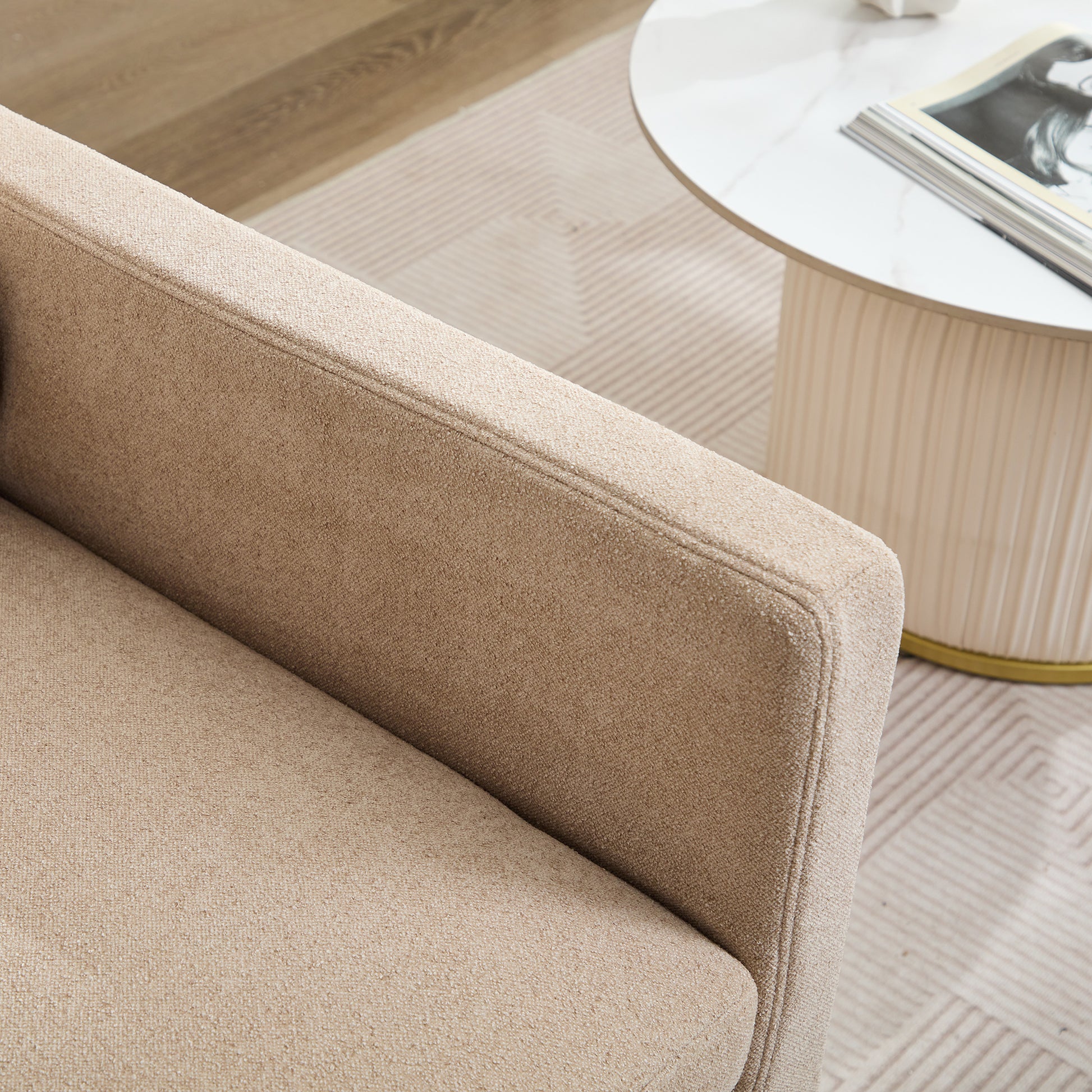 29.92'' Swivel Accent Chair, Upholstered Skirted Swivel Chair With Removable Back Cushion, 360 Degree Comfy Armchair For Living Room, Nursery, Lounge,Office,Wheat Chenille Wheat Chenille