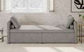 Modern Upholstered Chaise Lounger Daybed Small Single Daybed With 2 Drawers, No Mattress Needed, Perfect For Living Rooms & Home Office, Linen Fabric, Gray Gray Linen