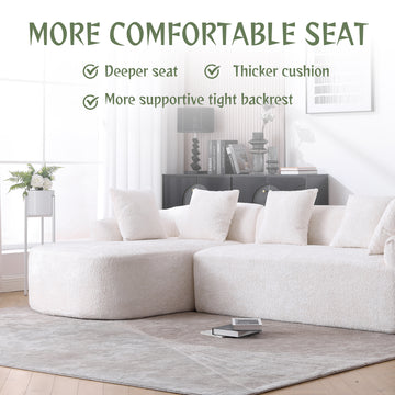 Coolmore Boucle Sofa 3 Seater For Living Room Oversized Comfy Sofa L Shape Sofa Couch With Chaise Home Furniture Sleeper Sectional Sofa For Apartment, Office Left Hand Facing Beige Beige Primary Living Space Foam Boucle 3 Seat