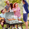 Outsunny 2 Burner Propane Gas Grill Outdoor Portable Tabletop Bbq With Foldable Legs, Lid, Thermometer For Camping, Picnic, Backyard, Light Grey Light Grey Steel
