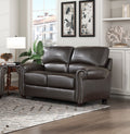 Traditional Living Room Furniture 2Pc Sofa Set Dark Brown Leather Sofa Loveseat Comfortable Plush Seating Rolled Arms Trim Classic Design Dark Brown Primary Living Space Classic,Traditional Rolled Arms Solid Wood 5 Seat